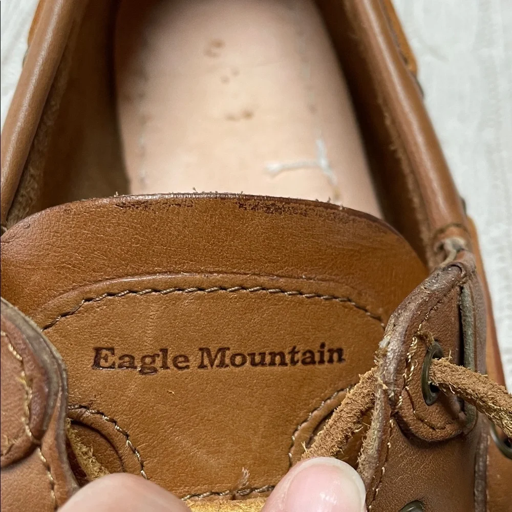 Mens Eagle Mountain 12D Brown Leather Boat Deck Shoes nautical like new